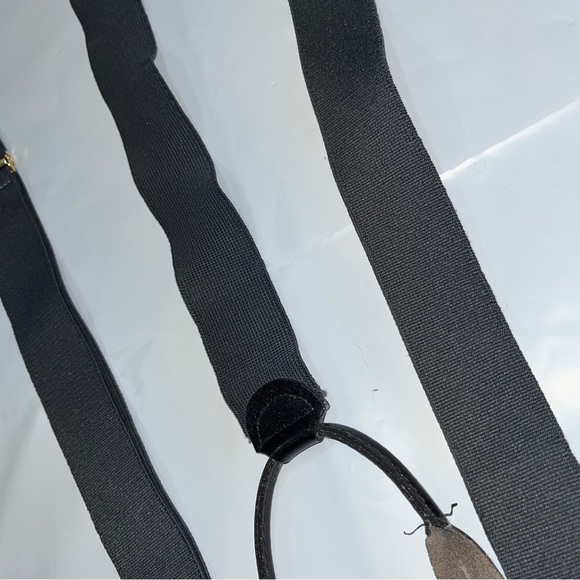 PELICAN DARK GRAY SUSPENDERS, BLACK leather Button straps, Brass Clips MEN’s USA - Picture 11 of 12